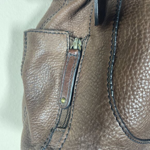 Pelle Studio Brown Leather Vintage Boho Shoulder Tote Bag 15" x 11" - Picture 2 of 6